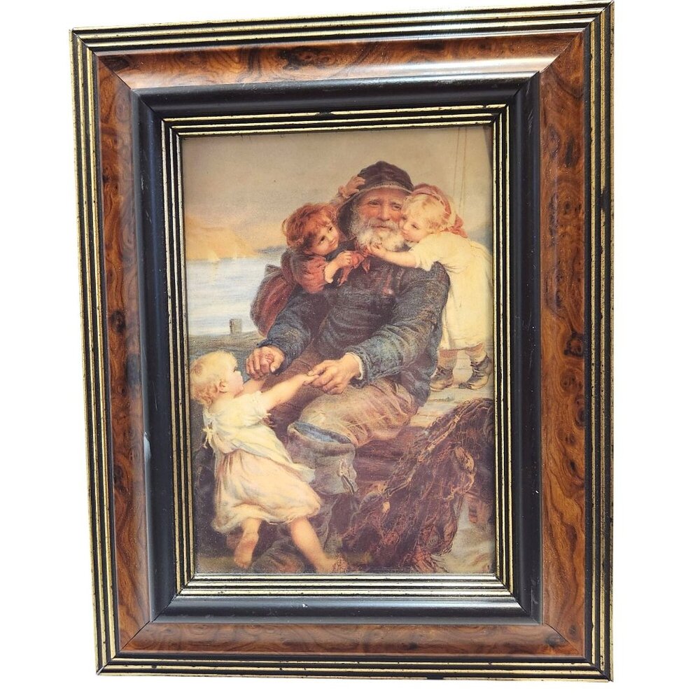 Welcome Home Wall Art Frederick Morgan Fisherman with Children Wood Frame READ